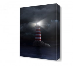 Gece Deniz Feneri Manzarası Canvas Tablo