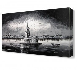 Kız Kulesi Siyah Beyaz Canvas Tablo (1)