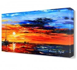 Kayıklar Günbatımı Canvas Tablo (1)