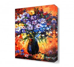 Vazodaki Mor Çiçekler Canvas Tablo