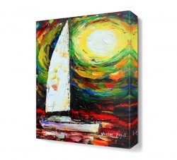 Yelkenli Güneş Batışı Canvas Tablo (1)