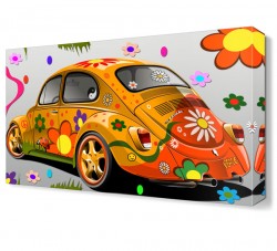 Çiçekli Araba Canvas Tablo