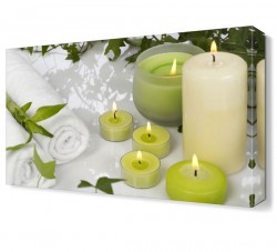 Yeşil Mumlar Canvas Tablo