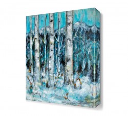 Kış Ağaçlar ve Dağ Tablosu