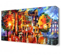 Yağmurlu Gün ve Eve Dönen İnsanlar Tablosu