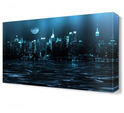 Gece Mavi Şehir Tablosu