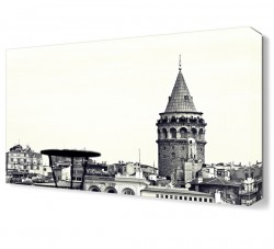 Siyah Beyaz Galata Kulesi Tablosu