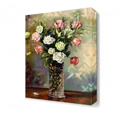 Vazodaki Pembe Beyaz Çiçekler Tablosu