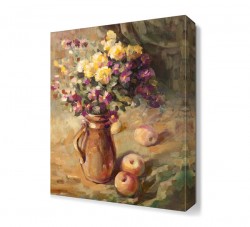 Saksı İçinde Sarı Mor Çiçek Tablosu