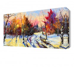 Ağaçlar Kış Manzara Tablosu