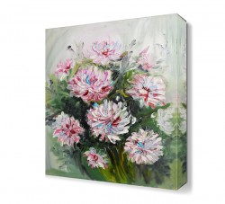 Yağlı Boya Pembe Çiçek Buketi Tablosu